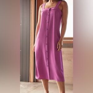 Everlane Japanese Go Weave Picnic Button-Down Dress Size 14 Magenta